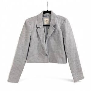 Abercrombie and Fitch tweed cropped blazer jacket light blue sz M NEW